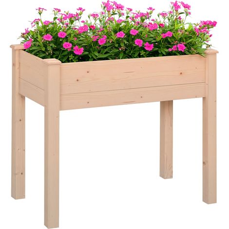 Potager surélevé en bois de 86 cm (34 pouces) avec trous de drainage pour la plantation en cour arrière (1/5)