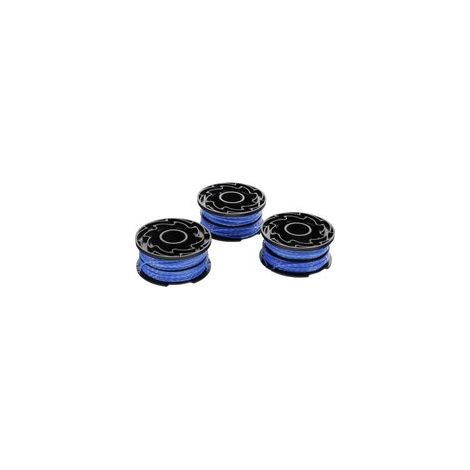 BLACK+DECKER Lot de 3 Bobines de Rechange pour Coupe-Bordures, Bobine Reflex Plus A Déroulement Automatique, 3 x 12 m de Fil en Nylon, Fil de ⌀1,5 mm, A6441X3-XJ Bleu (1/5)