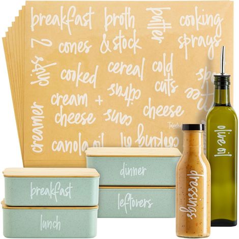 Lot de 158 étiquettes blanches pour garde-manger de cuisine - Autocollants transparents amovibles pour l'organisation du réfrigérateur, du congélateur, du stockage de bocaux (1/5)