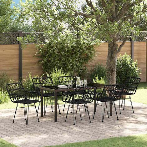 Conjunto de Comedor de Jardín 7 pcs Negro Poliratán vidaXL (1/5)