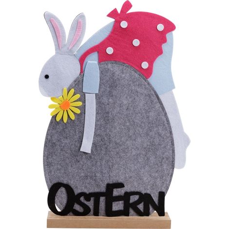 TrendLine Deko Osterhase Filz 51 x 35 cm grau weiß pink Osterdeko Hasendeko Ostern (1/2)