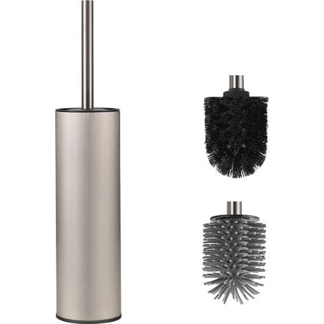 Freestanding Metal Toilet Brush, Brushed Nickel Toilet Brush Bath, Drip and Anti-Clogging (1/5)