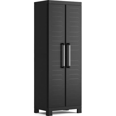 Utilitaire Detroit, Armoire de Rangement Multifonctions, Étagères Modulables, Garage, Atelier, Placard, 65x39x182 cm, Noir, Packing Renforcé (1/5)