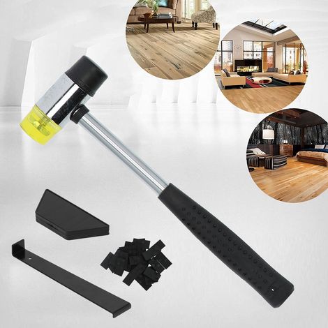 Outils pour la pose de parquet composite en bois massif, maillet en caoutchouc pour parquet contrecollé, crochet de traction, planche à frapper, kit d'inserts (33 pièces) (1/5)