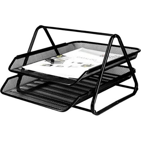 Plateau de bureau en métal, grille GXA100, noir, 2 plateaux, 30x35x18,5cm Q-Connect E3/08696 (1/4)