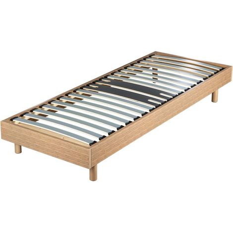 Sommier déco en Kit + pieds 90x190 - Decokit 18 lattes bois - Chêne moyen - H. 13 cm (1/4)