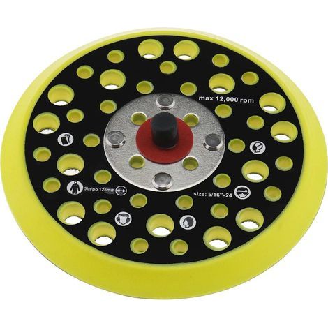 Plateau de Support 125mm 5 pouces Compatible avec Mirka Ceros/Deros 44 Trous 5/16 Fixation de Fil Ponceuse Crochet et Boucle Support Accessoires pour Outils Électriques (1/4)