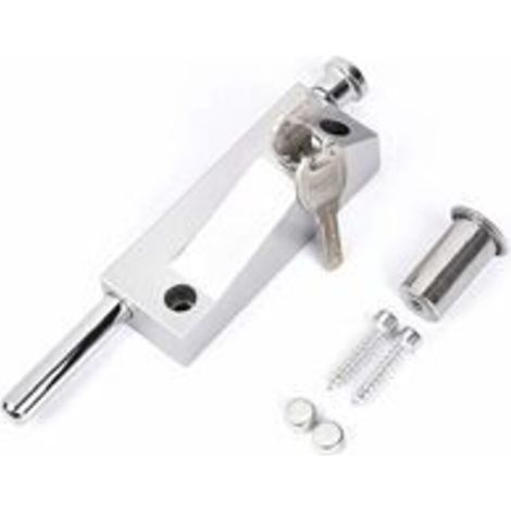 SABIR Verrou de porte multifonction - Pour porte de garage - Verrou de porte universel - Avec 2 clés - Pour usage intérieur et extérieur - Argent mat (1/4)