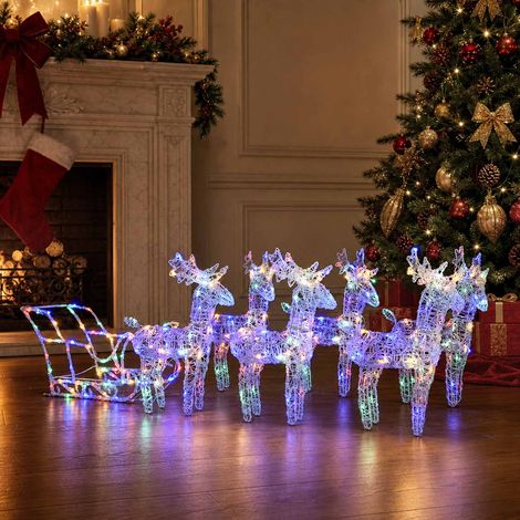 vidaXL Reindeers & Sleigh Christmas Decoration 320 LEDs Acrylic (1/5)