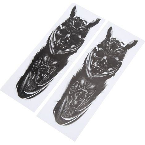 Lot de 2 Stickers Moto Amortisseur Papier Décoratif Universel Personnalisation Autocollants Haute Adhérence Crâne Loup (1/5)