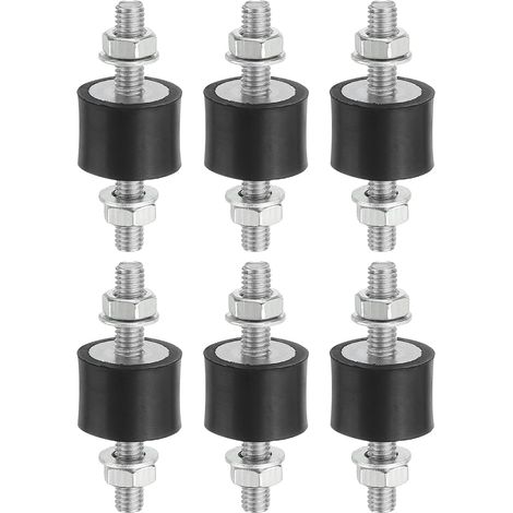 15x20mm Rubber Bushing Bushings, 6Pcs Anti-Vibration Cylindrical Rubber Mounts M6 with Nuts for Garage Engines Air Compressors Engines (VV Type) (1/5)