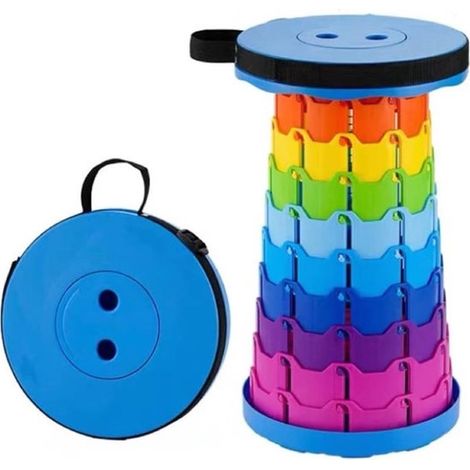 Klapphocker für den Außenbereich – Teleskophocker – Campinghocker – Klapphocker – Zusammenklappbarer Hocker – Höhenverstellbar – Gehhocker – Leichter Anglerhocker (1/2)