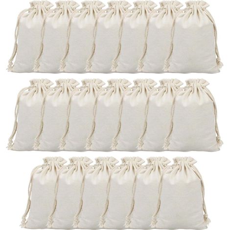 20 kleine Stoffbeutel, Baumwollbeutel, Stoffbeutel, Leinen-Schmuckbeutel, Stoffbeutel, Jutebeutel, Stoffbeutel mit Kordelzug, Kaffeebeutel, Stoffgeschenkbeutel, wiederverwendbare Beutel 13 x 18 cm (1/5)