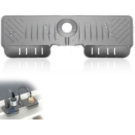 Tapis de bonde de robinet - gris clair - tapis d'évier en silicone (1/5)