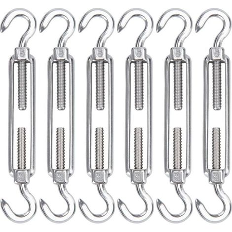 Tendeur à câbles en acier inoxydable 304 Lot de 6 crochets réglables Heavy Duty Pour câbles métalliques et installations d'ombrage (1/3)