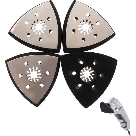 Lot de 4 plaques abrasives fines Multitool Plateau abrasif fin Pour bois, métal, plastique dur, plâtre, ponçage, dérouillage (93 mm) (1/5)