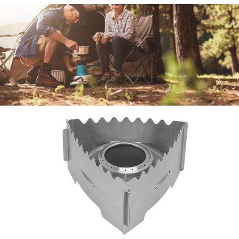 Réchaud de Camping Portable en Acier Inoxydable Réchaud Éthanol Mini pour Camping Randonnée BBQ B avec 3 Paravents et Écoulement Silicone Bleu (1/5)