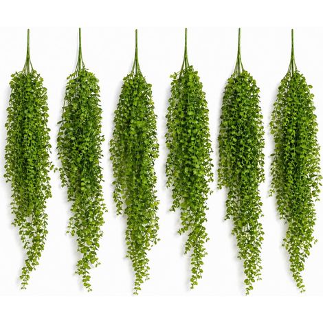 Pack of 6 x 90cm Artificial Trailing Hanging Plant Green Faux Cascading Foliage - Premium Quality (1/4)