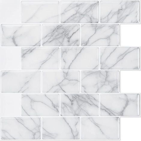 Carrelage autocollant 3D pour dosseret de cuisine, salle de bain et salon, 12" x 12", marbre gris, 10 feuilles