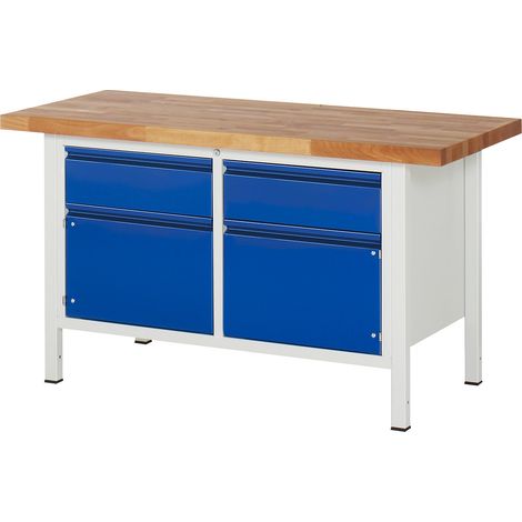RAU, Établi, sur piétement série 8500, 2 tiroirs, 2 portes,