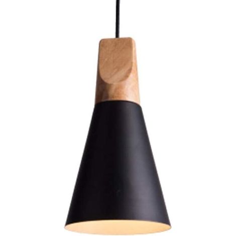 Suspension E27 en bois et métal, style industriel, éclairage de plafond intérieur, lustre en aluminium, lampe à hauteur réglable pour salon et restaurants
