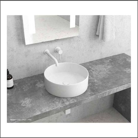 Lavabo d'Appoggio Tondo - Diametro 35,5 cm - Bianco Opaco (1/2)