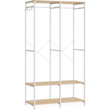 Songmics – Penderie métal pliable 40 x 94,5 x 180 cm – Étagères de rangement avec tringle – Capacité de charge 146 kg – Couleur beige naturel (1/5)