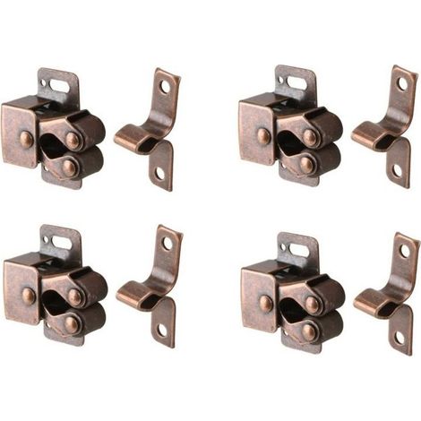 Lot de 4 loqueteaux à rouleau en bronze vintage – Finition élégante pour meubles et placards – Sécurisation esthétique cuisine chambre (1/2)