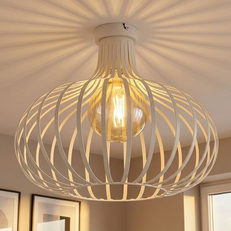 LED Deckenlampe Deckenleuchte Wohnzimmerlampe Gitter Sand Metall D 40 cm (1/3)