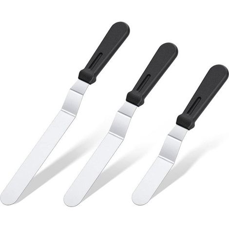Ensemble de 3 spatules à beurre - spatule à gâteau - pelle à gâteau - ustensiles de cuisine - acier inoxydable - argent (1/5)
