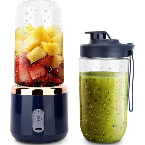 Nouveau blender portable, mini presse-agrumes électrique haute puissance 400 ml à 6 lames, chargement USB, démarrage sans fil en une seule touche, idéal pour les voyages et les boissons protéinées (sh (1/5)