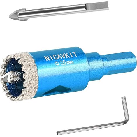 Scie Cloche Diamantée 20mm avec Foret Guidage de Centrage, Professionnelle Foret Trépan Diamanté Denté Brasé pour Carrelage, Porcelaine, Verre, Marbre et Céramique (1/5)