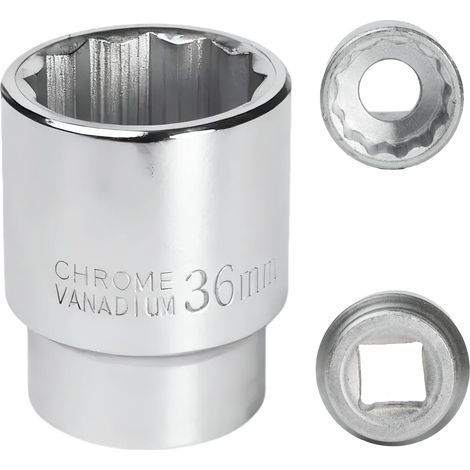 1 Douille 36mm, 12 Pans, Acier Cr-Mo, Carré 3/4, Pour Clé À Choc, Usage Pro (1/5)