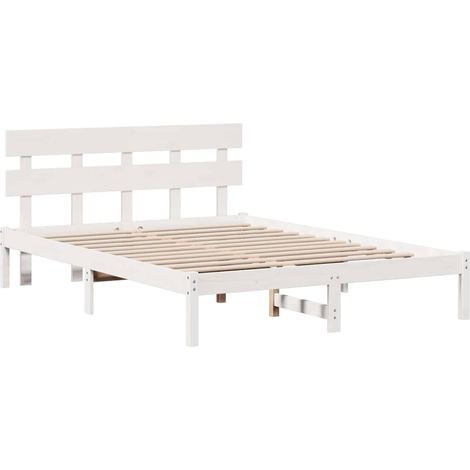 Lit double,Lit adulte,Cadre de lit Blanc 150 x 200 cm Bois de pin massif CFW4707658 (1/5)