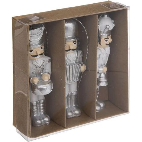 Paris Prix - Lot De 3 Sujets De Noël casse Noisette 10cm Argent (1/5)