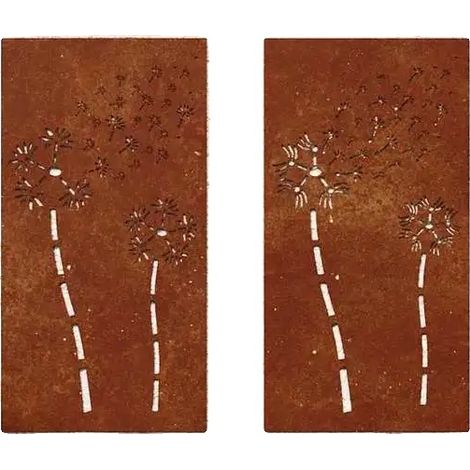 Décoration de Mur de Jardin, Acier Corten, Design Floral, Brun (1/2)