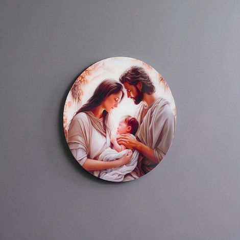 Quadro in vetro temperato D65 cm moderno Bianco - Sacra Famiglia (1/4)