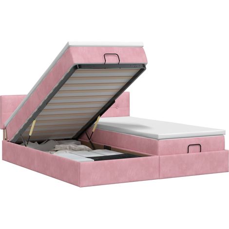 Maison Exclusive - Letto ottomano con materasso con testiera 2 pz Rosa Velluto (1/5)