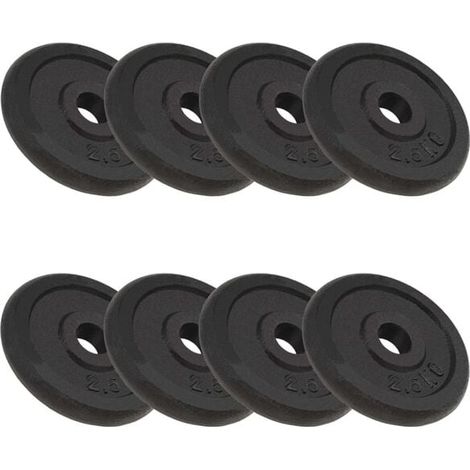 8 disques de barre en fonte de 2,5 kg