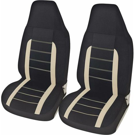 Housses de siège de voiture avant universelles Triomphe - Ensemble de housses siège auto universel - Accessoire voiture tuning - Beige (1/4)