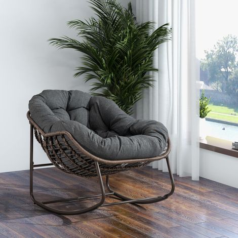 Poltrona a dondolo giardino acciaio 78x106x90 OKMYHOME (1/4)