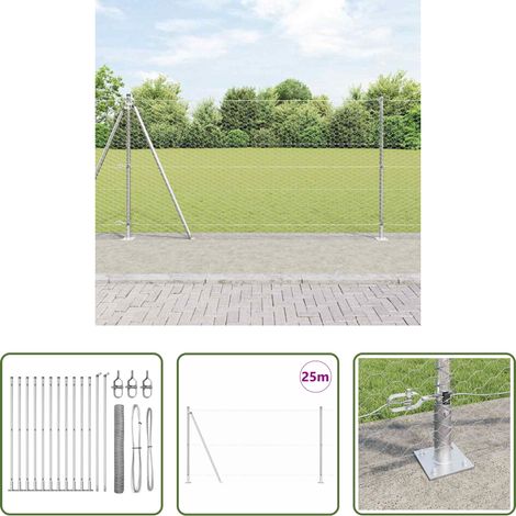Zaunpfosten - Zaunpfosten Silber 25 x 1,2 m (36 mm Netz) Stahl (1/5)