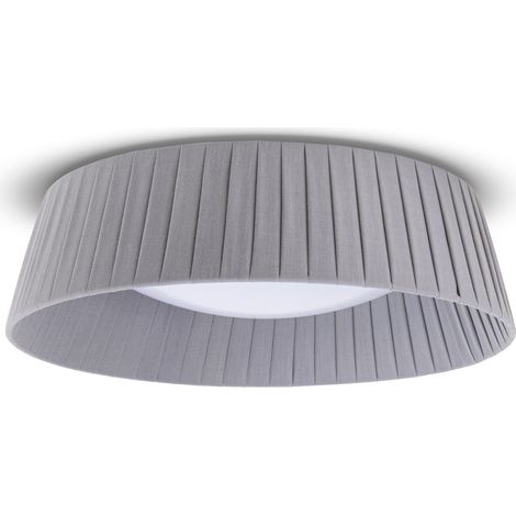 Paco Home Deckenlampe Esstisch Deko Wohnzimmer Modern Büro Rund Lampenschirm Stoff E27 Grau, Ø37cm