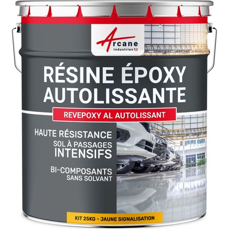 Résine Epoxy Autolissante - Peinture pour Sol : Déco intérieure, Atelier - Effet Miroir - 25 kg Jaune Signalisation - RAL 1023 - ARCANE INDUSTRIES (1/3)