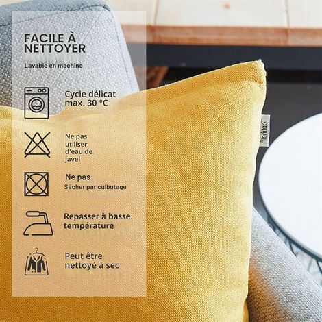 Housse Coussin 40x40 Jaune Moutarde en Chenille Doux Decorative Canapé Salon Scandinave Housse de Coussin Carré Fauteuil de Bureau Design Chambre Moderne Double Face à Motif Uni