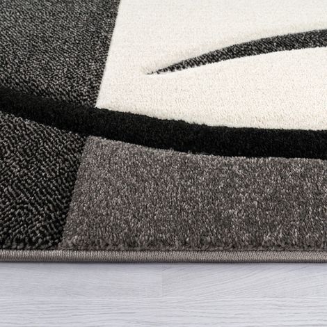 Paco Home Designer Teppich mit Konturenschnitt Muster Kariert in Schwarz Weiss Grau 80x300 cm