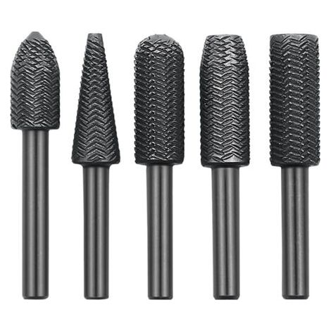 Lime rotative en acier gaufré, 5 pièces/ensemble, 6mm, tête de meulage électrique, lime en forme spéciale, métal souple, alésage (1/5)