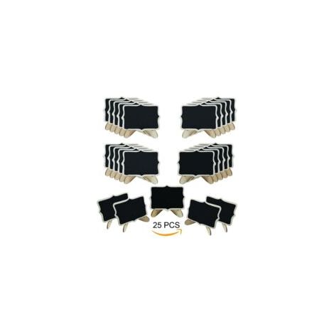 25 PCS Mini Tableau Noir Bois Tableau avec Support Base, Mini Ardoise pour Panneaux à Message Board Mariage Dîner Party (1/5)