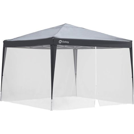 Moskitonetz für 3 x 3 Pavillon, mit Reißverschluss und Klettbänder, Weiß (1/5)