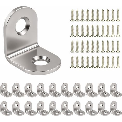 20 x Équerre de Fixation (20 x 20 x 16) Support d’angle Droit en L, Équerre 90° en Acier Inox Argenté, Équerre étagère, Équerre de Coin, Renfort Meuble (1/5)